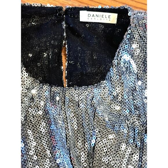 DANIELE CARLOTTA Sequin Crop Top in silver size 38 - Picture 5 of 12